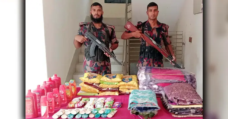 বিজিবির অভিযানে জব্দকৃত চোরাচালানি পণ্য